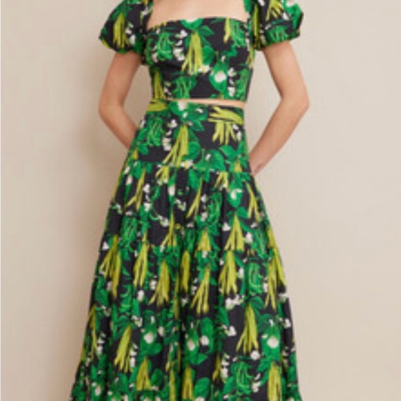 Floral Green and Black Women's Skirt - Picture 4 of 6